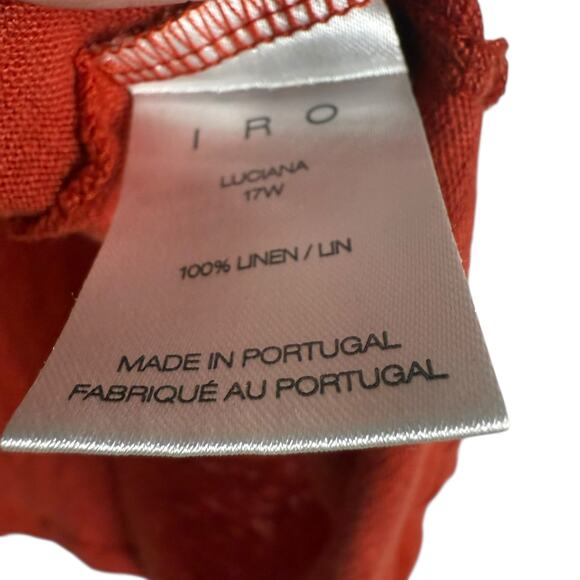 IRO Red 100% Linen Short Sleeve Crewneck Solid T-Shirt Men’s Size Large - Picture 5 of 9